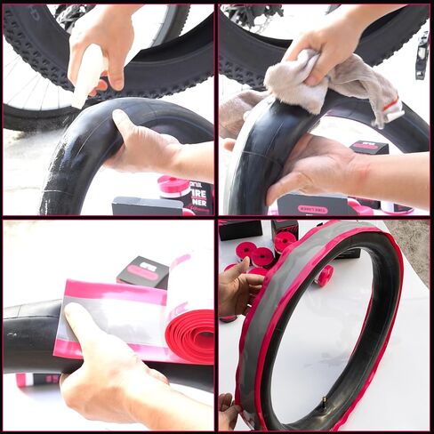 بطانة إطار الدراجة ذاتية اللصق، دراجة جبلية/طريق، واقي مسطح للثقب، حماية مضادة للثقب لـ 16 20 24 26 27.5 29 x1.75/1.95/2.125/2.4/3/4/5 MTB ebike 700c إطار سميك in Kuwait