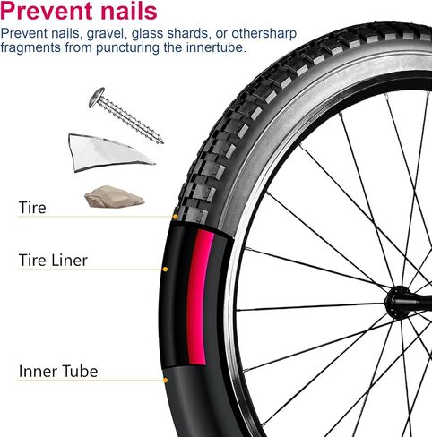بطانة إطار الدراجة ذاتية اللصق، دراجة جبلية/طريق، واقي مسطح للثقب، حماية مضادة للثقب لـ 16 20 24 26 27.5 29 x1.75/1.95/2.125/2.4/3/4/5 MTB ebike 700c إطار سميك in Kuwait