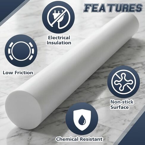2 قطعة 1 × 12-RD قضيب PTFE الأبيض، 1 بوصة قطر × 12 بوصة قضيب بلاستيكي PTFE للمعالجة الميكانيكية للأجزاء المختلفة والختم الميكانيكي in Kuwait