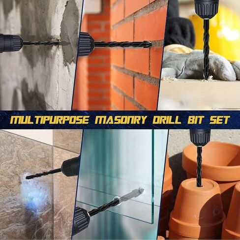 12pcs Masonry Drill Bit Set -High Cobalt Drill Bit Set Size 1/8"" to 1/2"" - for Tile, Glass, Metal, Ceramic, Plastic- for Professionals & DIY Enthusiasts - Ideal Gift for Home Improvement Projects in Saudi Arabia