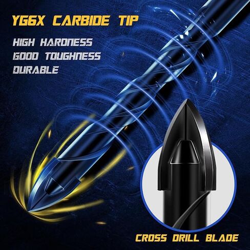 12pcs Masonry Drill Bit Set -High Cobalt Drill Bit Set Size 1/8"" to 1/2"" - for Tile, Glass, Metal, Ceramic, Plastic- for Professionals & DIY Enthusiasts - Ideal Gift for Home Improvement Projects in Saudi Arabia