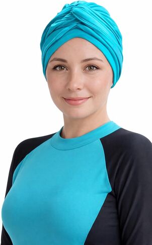 Waterproof Swim Turban Head Wrap for Women – Water Resistant Swimming Turban Cap for Natural Hair, Curly Hair, Braids, Locs & Protective Styles – Comfortable Secure Fit in Saudi Arabia