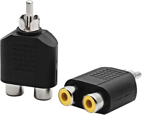 5PCS RCA Y Splitter AV Audio Video Plug Converter 1 Male to 2 Female Adapter Kit Lotus Jack RCA Plug to Double(5PCS) in Kuwait