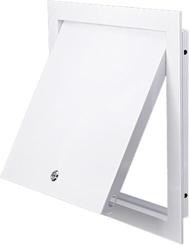 لوحة وصول معدنية قابلة للقفل - غطاء باب وصول مدمج للحائط/السقف - فتحة وصول قوية باللون الأبيض، لفحص المباني الصناعية والتجارية (20 × 20 سم) in Kuwait