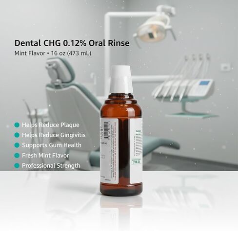 العلامة التجارية Luminous Care House CHG 0.12% شطف الفم - غسول الفم بنكهة النعناع - زجاجة 16 أونصة - شطف يومي لتجديد الفم - غسول الفم التجميلي لنفس نظيف ومنعش in Kuwait