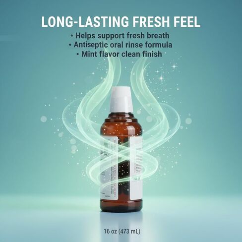 العلامة التجارية Luminous Care House CHG 0.12% شطف الفم - غسول الفم بنكهة النعناع - زجاجة 16 أونصة - شطف يومي لتجديد الفم - غسول الفم التجميلي لنفس نظيف ومنعش in Kuwait