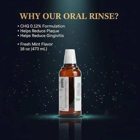 العلامة التجارية Luminous Care House CHG 0.12% شطف الفم - غسول الفم بنكهة النعناع - زجاجة 16 أونصة - شطف يومي لتجديد الفم - غسول الفم التجميلي لنفس نظيف ومنعش in Kuwait