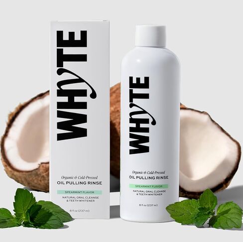 Whyte Organic Coconut Oil Pulling Mouthwash for Teeth Whitening & Gum Health (Spearmint) in Kuwait