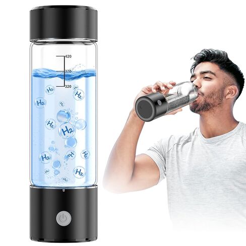 زجاجة مياه هيدروجين من MOVOCA، مولد مياه هيدروجين سريع 3 دقائق 2200PPB - تقنية SPE PEM، آلة مياه مائية محمولة 14 أونصة، هدايا الرعاية الصحية للزوج والزوجة والأسرة والأصدقاء والسفر in Kuwait