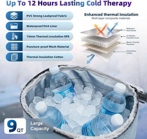 آلة ثلج للركبة بعد الجراحة، آلة علاج بارد محمولة مع مؤقت قابل للبرمجة، نظام تعافي بديل للركبة لتخفيف الألم مع وسادة ضغط للكتف والورك والظهر والكاحل in Kuwait