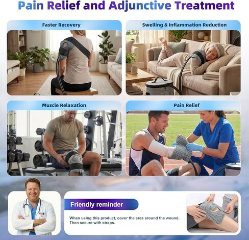 آلة ثلج للركبة بعد الجراحة، آلة علاج بارد محمولة مع مؤقت قابل للبرمجة، نظام تعافي بديل للركبة لتخفيف الألم مع وسادة ضغط للكتف والورك والظهر والكاحل in Kuwait