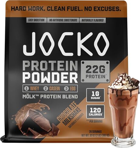 Jocko Fuel Whey Protein Powder, Chocolate Milkshake, 22g Protein, Digestive Enzymes + Probiotic Blend, No Sugar Added, with Essential Amino Acids + Electrolyte Minerals, 26 Servings in Saudi Arabia