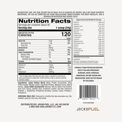 Jocko Fuel Whey Protein Powder, Chocolate Milkshake, 22g Protein, Digestive Enzymes + Probiotic Blend, No Sugar Added, with Essential Amino Acids + Electrolyte Minerals, 26 Servings in Saudi Arabia