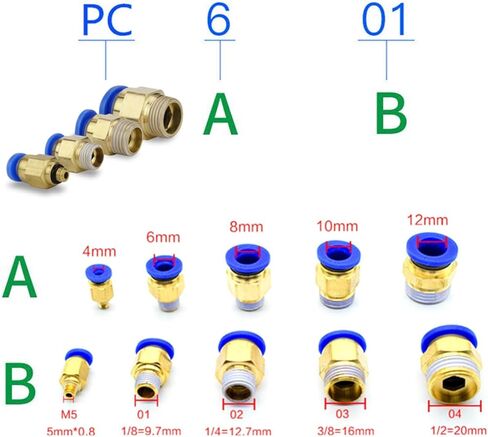 50 قطعة PC هوائي تركيب موصل الهواء سريعة Connecors Fitttings PC4-M5 PC4-01 PC6-01 PC6-02 1/8 "1/4" 3/8 "1/2" ذكر الموضوع (PC10-03-50PCS) in Kuwait