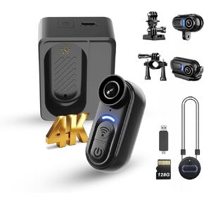 4K Mini Wearable Body Camera - 128GB Magnetic Thumb-Size Action Cam, 6-Axis Stabilization, Audio/Video Recording, Hands-Free POV for Vloggers, Hikers, Workers, Cycling, Travel & Daily Use in Saudi Arabia