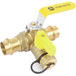 HYDRO MASTER 3/4 بوصة صمام كروي ذو منفذ كامل مع تصريف ومقبض قابل للعكس، نحاس LF، تدفق T 3/4 بوصة، اتصال بالضغط in Kuwait