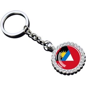 National Flag Inlaid with Rhinestone Keychain Metal Key Ring Key Chain in Saudi Arabia