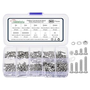 مجموعة متنوعة من صامولة الماكينة من ميتاليكسيتي فيليبس (M4-0.7) 300 قطعة، طقم براغي أدوات برأس مسطح من الفولاذ المقاوم للصدأ مع غسالات زنبركية مسطحة - للتثبيت المعدني الداخلي، فضي in Kuwait