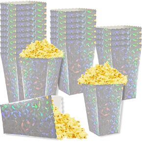 24 Pcs Silver Foil Popcorn Boxes 2 x 4.5 x 2.7 inch Mini Popcorn Boxes Cardboard Popcorn Container for Party Disposable Snack Popcorn Bags in Kuwait