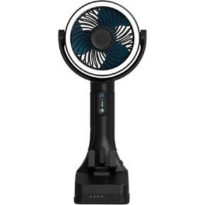 مروحة محمولة قابلة لإعادة الشحن 20 فولت، مروحة خارجية داخلية تعمل ببطارية 18 ميلا في الساعة، بطارية قابلة للتبديل تصل إلى 40 ساعة، ضوء LED، بنك طاقة USB، خطاف إمالة 180 درجة للتخييم، موقع العمل، الرياضة، السفر in Kuwait