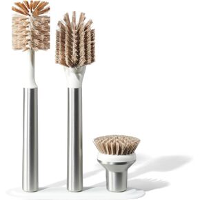 Curio Home Goods Ionic Brush Set, Magnetized to Stand Upright, Stainless Steel with Replaceable Heads, Silver in Saudi Arabia