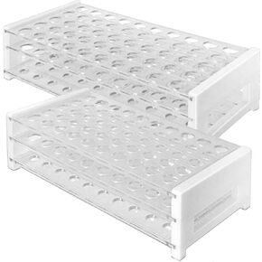 Plastic Test Tube Rack Set, 2 Sizes to fit Both 12/13mm and 15/18mm Test Tubes, 50 Hole, Clear, Karter Scientific 208U5 (Pack of 2) in Saudi Arabia