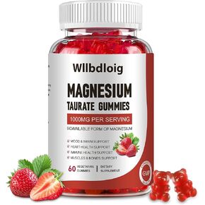 Magnesium Taurate Gummies, 1000mg Complex Magnesium Taurate Glycinate Citrate Gummies -High Absorption & Sugar Free, Muscle,Sleep and Heart Health Support, Vegan, Gluten Free, 60 Counts in Saudi Arabia