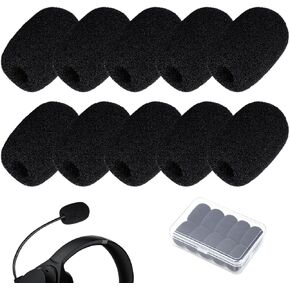 10 قطعة غطاء ميكروفون لطية صدر السترة أسود سماعة ميكروفون يغطي رغوة Lavalier ميكروفون الزجاج الأمامي لميكروفون سماعة الرأس للحد من الضوضاء in Kuwait