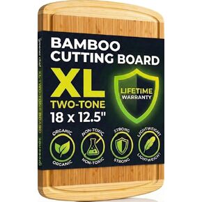 Greener Chef Luxury Bamboo Cutting Board (Extra Large) with Vertical Grain Strength Technology - Non Toxic, Spacious and Lightweight 18" XL Chopping Board Gift - Replacements for Life in Saudi Arabia