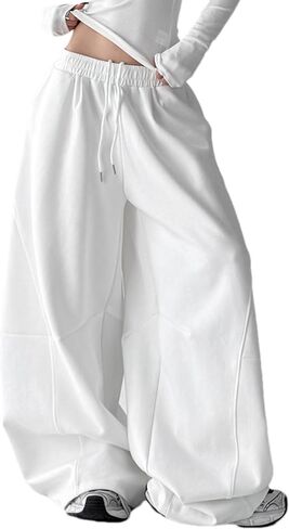 Women's High Waisted Sweatpants Wide Leg Lounge Pants Solid Drawstring Elastic Waist Casual Athletic Pants in Saudi Arabia