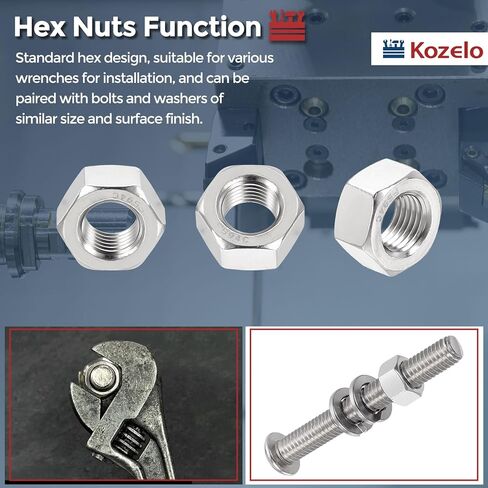 25 قطعة من صواميل سداسية - [7/16"-20] 304 من الفولاذ المقاوم للصدأ 18-8 (A2-70) صواميل للإصلاح والتجميع الميكانيكي، صواميل ذات خيط رفيع قياسي بوصة، لمسة نهائية لامعة، فضي in Kuwait