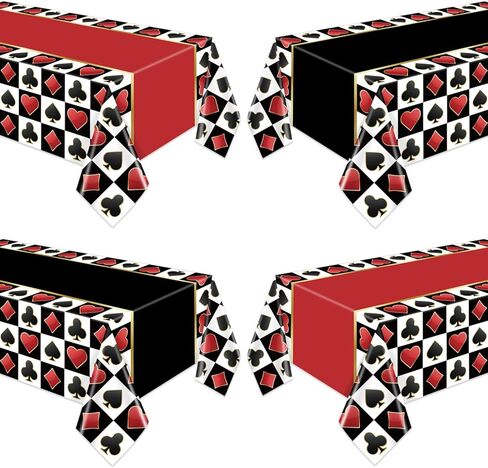 4 قطع من مفارش طاولة الكازينو، غطاء طاولة بوكر أسود للاستعمال مرة واحدة، مفرش طاولة لبطاقات اللعب الخاصة بالكازينو، ديكورات حفلات البوكر، مستلزمات أعياد الميلاد in Kuwait