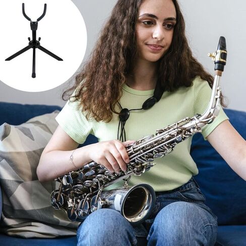 Toddmomy Folding Alto Saxophone Stand Non-skid Sax Display Rack Portable Black Saxophone Tripod Holder for Musical Instruments in Kuwait