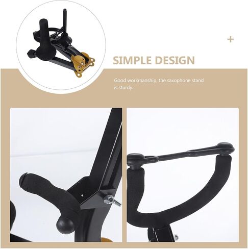 Toddmomy Foldable Alto Tenor Saxophone Holder Stand with Flute and Clarinet Pegs Adjustable Saxophone Rack Portable Wind Instrument Stand for Musicians in Kuwait