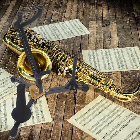 Toddmomy Foldable Alto Tenor Saxophone Holder Stand with Flute and Clarinet Pegs Adjustable Saxophone Rack Portable Wind Instrument Stand for Musicians in Kuwait