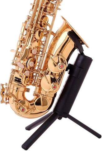 Toddmomy Portable Folding Alto Saxophone Stand with Black Blue Box, Creative Sax Holder Rack for Alto Sax Display and Storage, Practical Wind Instrument Support for Musicians in Kuwait