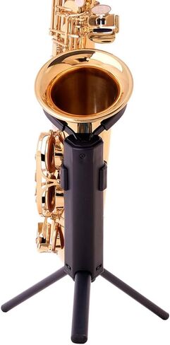 Toddmomy Portable Folding Alto Saxophone Stand with Black Blue Box, Creative Sax Holder Rack for Alto Sax Display and Storage, Practical Wind Instrument Support for Musicians in Kuwait