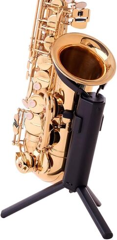 Toddmomy Portable Folding Alto Saxophone Stand with Black Blue Box, Creative Sax Holder Rack for Alto Sax Display and Storage, Practical Wind Instrument Support for Musicians in Kuwait