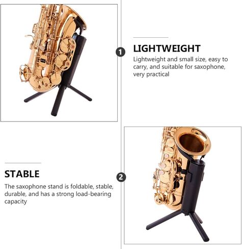 Toddmomy Portable Folding Alto Saxophone Stand with Black Blue Box, Creative Sax Holder Rack for Alto Sax Display and Storage, Practical Wind Instrument Support for Musicians in Kuwait