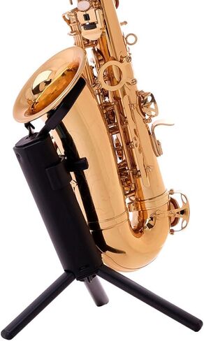 Toddmomy Portable Folding Alto Saxophone Stand with Black Blue Box, Creative Sax Holder Rack for Alto Sax Display and Storage, Practical Wind Instrument Support for Musicians in Kuwait