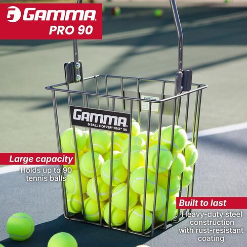 GAMMA Ball Hopper Hi-Rise 75 - سلة كرات تنس شديدة التحمل مع مقبض لسهولة الالتقاط والتخزين - تحمل 75 كرة تنس، هيكل فولاذي متين، طلاء مقاوم للطقس (ألوان متعددة) in Kuwait