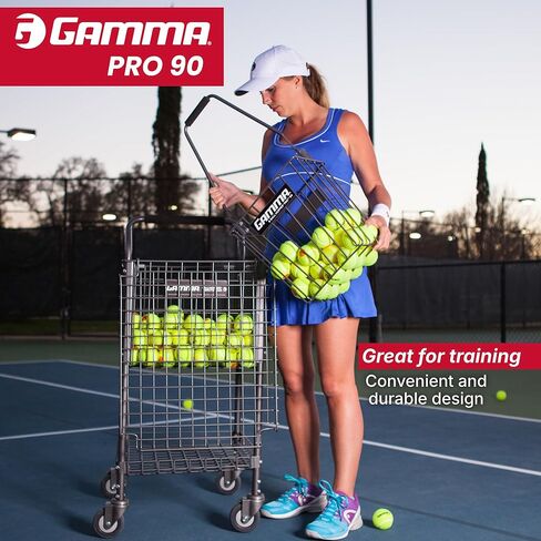 GAMMA Ball Hopper Hi-Rise 75 - سلة كرات تنس شديدة التحمل مع مقبض لسهولة الالتقاط والتخزين - تحمل 75 كرة تنس، هيكل فولاذي متين، طلاء مقاوم للطقس (ألوان متعددة) in Kuwait