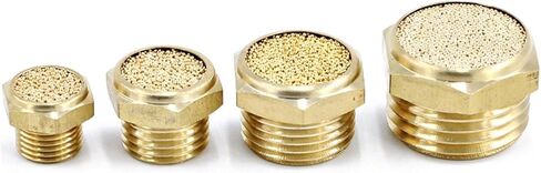 2PCS Flat muffler pneumatic long muffler solenoid valve connector exhaust filter cartridge tip silencer(Half copper-Cusp,1-2) in Saudi Arabia