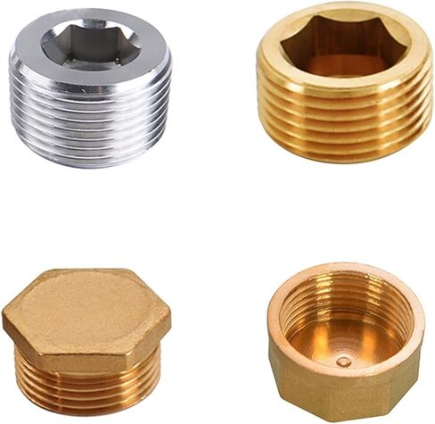 Copper 1/8" 1/4" 3/8" 1/2" 3/4" Male Thread Brass Pipe Hex Head End Cap Plug Fitting Coupler Connector Adapter(Brass plug,3/8") in Saudi Arabia