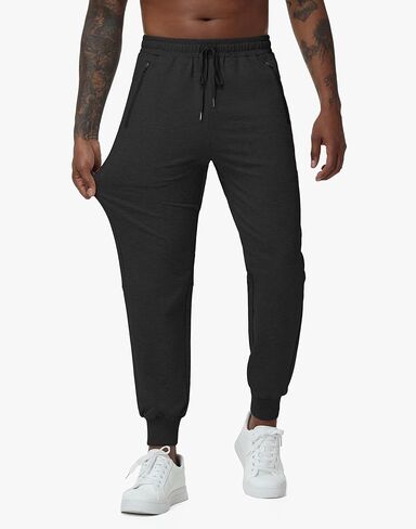 بنطلون رياضي رجالي JWM مع 3 جيوب بسحاب مريح وقابل للتمدد من القطن للعرق للرجال كاجوال رياضي في صالة الألعاب الرياضية in Kuwait