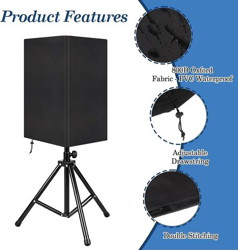 Klmnop 15 Inch Outdoor Speaker Covers, 2-Pack Weatherproof Waterproof & UV Protection Dust Cover for PA DJ Powered Speakers, Heavy-Duty 800D Thick Oxford Fabric(Black) in Saudi Arabia