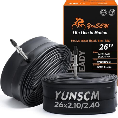 2-PCS 26" Heavy Duty Bike Tubes 26x2.10/2.40 FV48mm Presta Valve (52/62-559) Bicycle Inner Tubes Compatible with 26X2.10 26X2.125 26X2.20 26X2.25 26X2.30 26x2.35 26X2.40 Road Mountain Bike Tire Tubes in Saudi Arabia