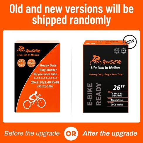 2-PCS 26" Heavy Duty Bike Tubes 26x2.10/2.40 FV48mm Presta Valve (52/62-559) Bicycle Inner Tubes Compatible with 26X2.10 26X2.125 26X2.20 26X2.25 26X2.30 26x2.35 26X2.40 Road Mountain Bike Tire Tubes in Saudi Arabia