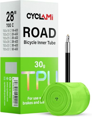 1/4 حزمة من أنابيب CYCLAMI TPU الداخلية 700 x 18-32c 700c أنابيب داخلية خفيفة للغاية 30 جرام أنبوب دراجة مع صمام بريستا 45 مم/65 مم/85 مم لأنابيب دراجة الطريق (تشمل مجموعة إصلاح رقعة أنبوب الدراجة) in Kuwait