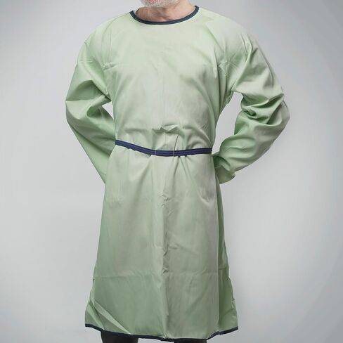 Pack of 1 | Reusable Isolation Industrial Gowns Longsleeve with Elastic Cuffs, Long XL Size, Yellow | PPE Protective Isolation Gowns | 65% Polyester and 35% Cotton in Saudi Arabia